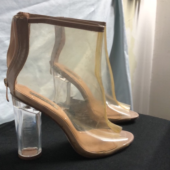 Clear, high-heeled zip up Open toed booties, Cape Robbin, size 7.5 guc - Picture 2 of 12